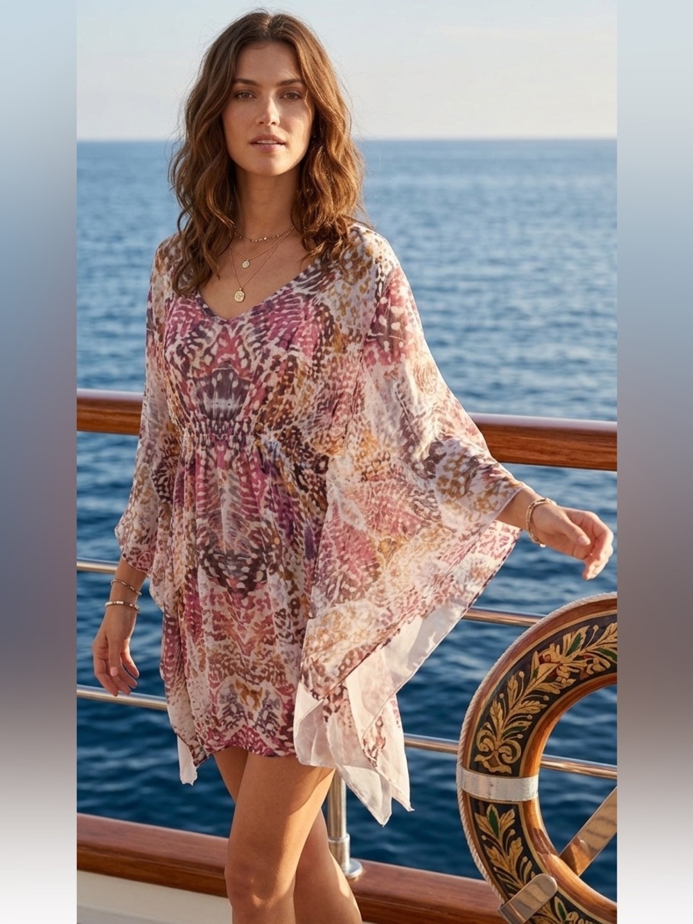 Icing Bohemian Tropical Beach Coverup | Flowy Kimono OS